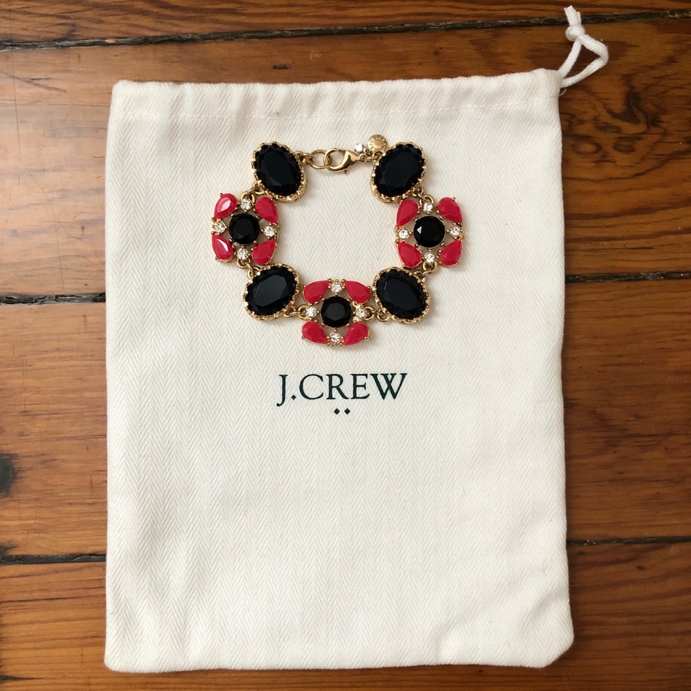 J Crew Navy & Fuchsia Floral Bracelet